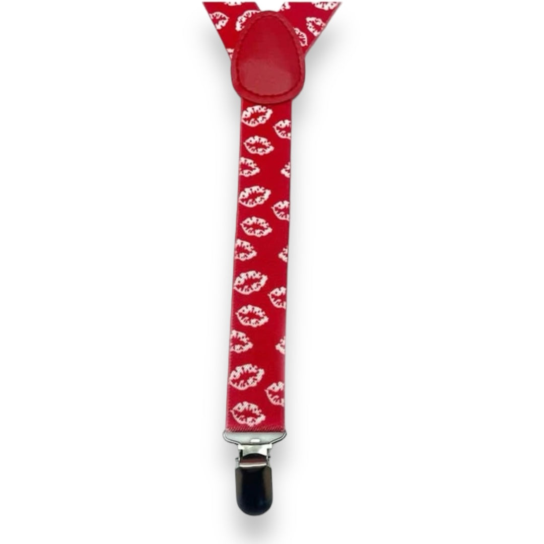 Kinky Pleasure - S004 - Lips Suspender - Red & White - 1 Piece