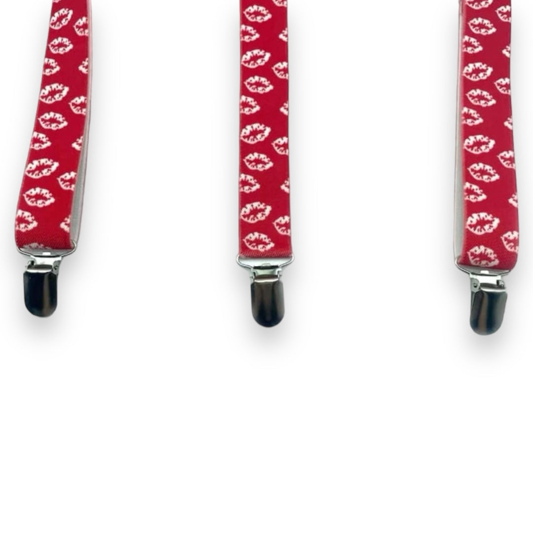 Kinky Pleasure - S004 - Lips Suspender - Red & White - 1 Piece