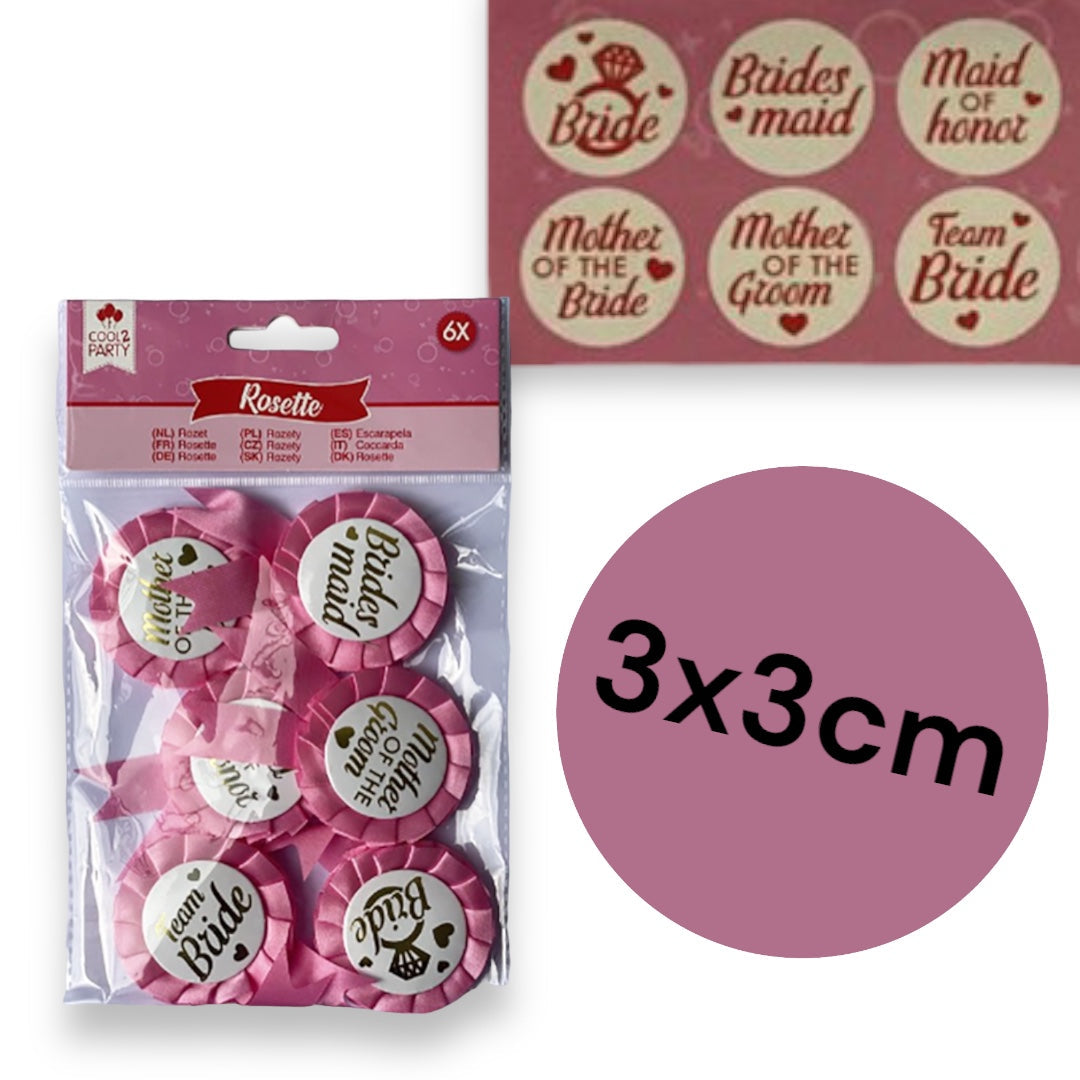 Kinky Pleasure - G006 - Bachelorette Party 6 Buttons - Pink - 1 Piece