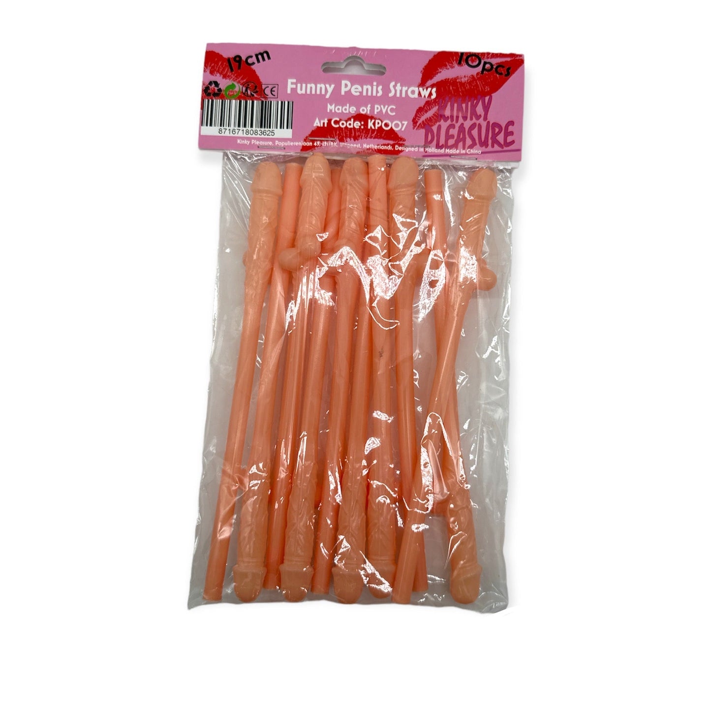 Kinky Pleasure - KP007 - Penis Straws 10pcs - 7 Colours - 1 Piece