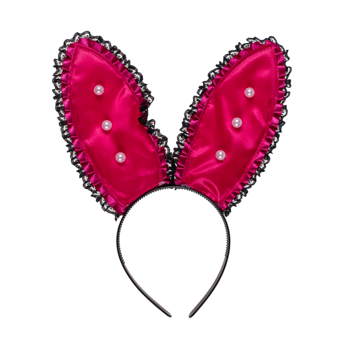 Kinky Pleasure - OB015 - Bunny Ears Tiara XXL With Pearls - Pink - 1 Piece