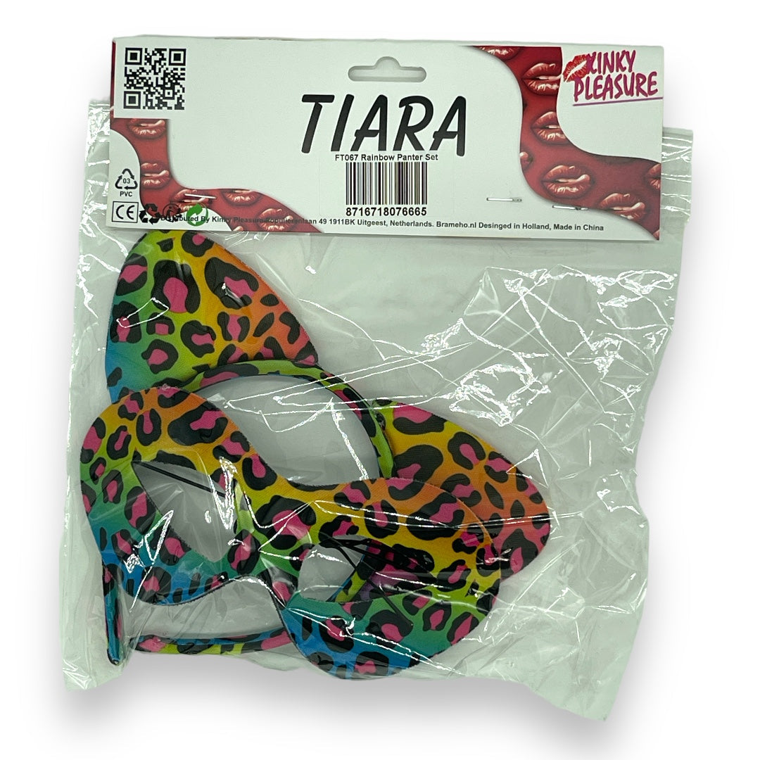 Kinky Pleasure - FT067 - Panter Mask & Tiara 2pcs - Rainbow - 1 Piece