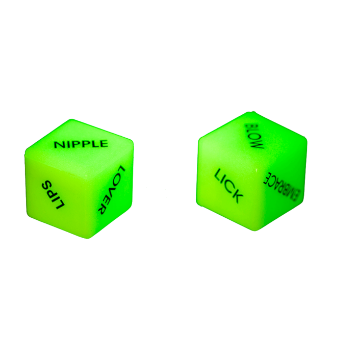 Kinky Pleasure - OB019 - Sex Dice With Text - 2pcs On Blister - GLOW IN THE DARK