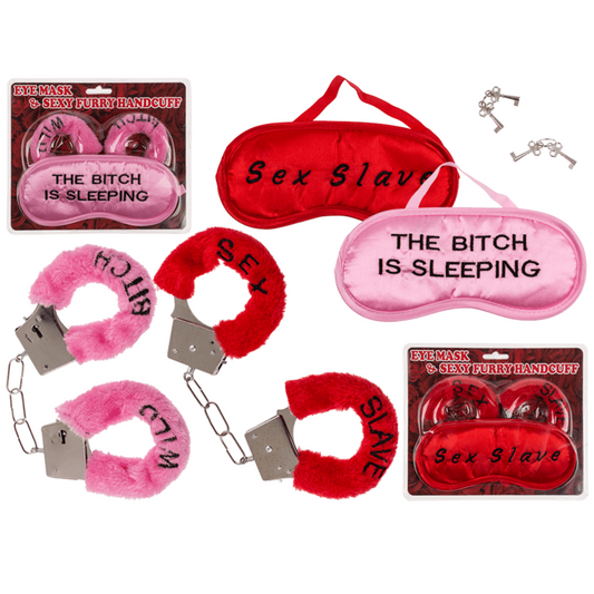 Kinky Pleasure - "Sex Slave" en "The Bitch is Sleeping Mask + Handcuffs Set 2 Pieces