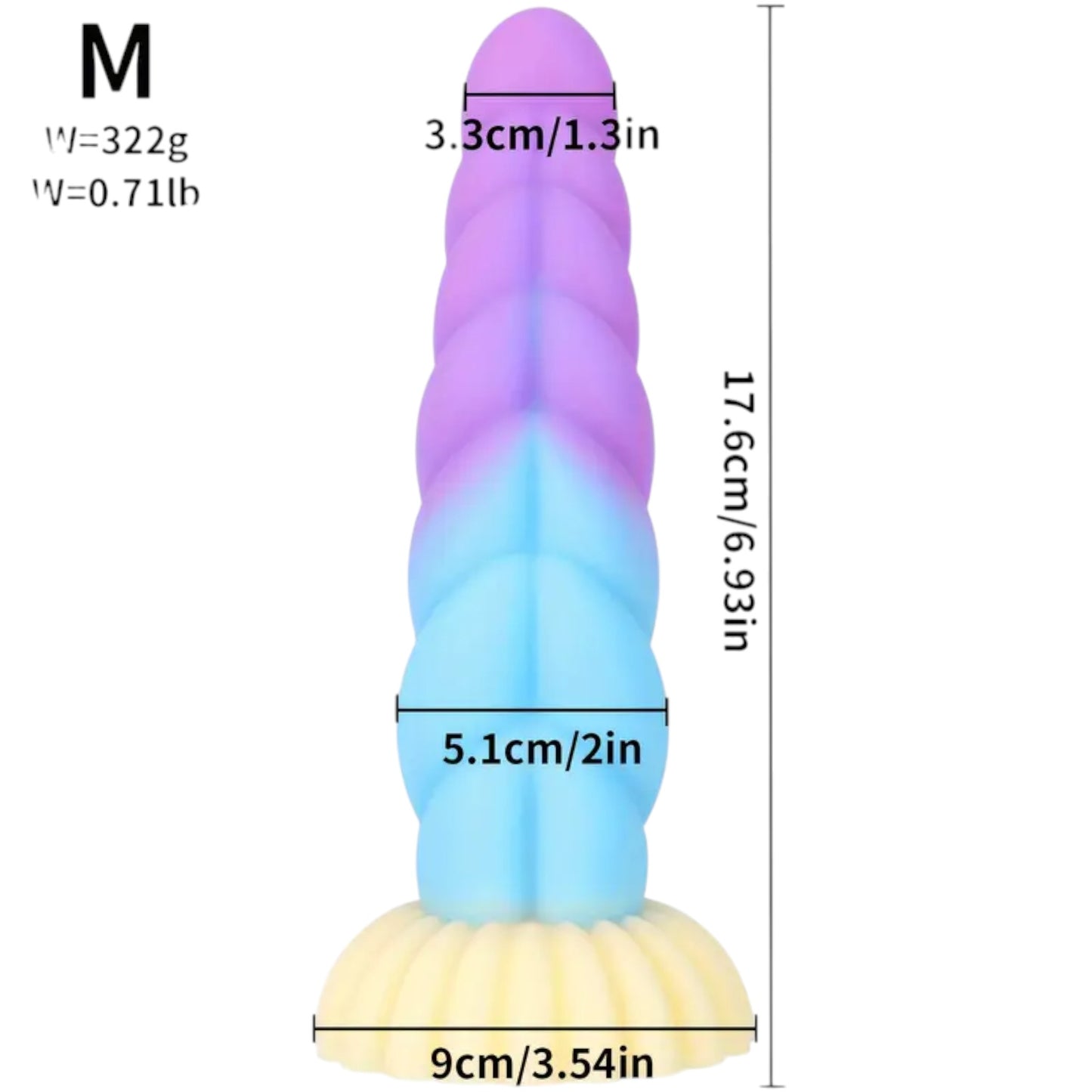 XXLtoys - Unicorn Spiral Silicone Dildo – Medium (17.6cm)