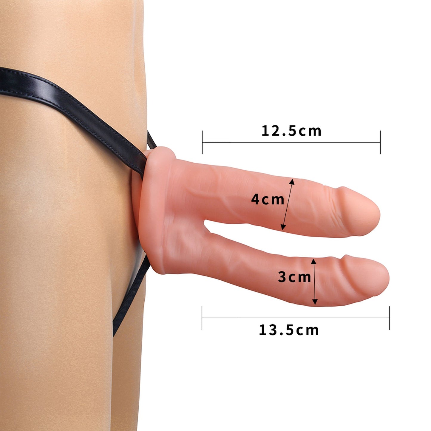 Lovetoy - 10LV3005 - Hollow Strap-On Double Penetrator 6” – 18 cm Adjustable Unisex Harness, Waterproof PVC