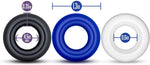Power Escorts - BR272 - Donut Cockring 3 Pack - Super Stretchable - 3 colors blue /clear /black - attractive colourbox
