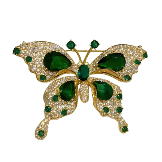 Kinky Pleasure – KPB093 – Metal Pin – Butterfly with Green Gems