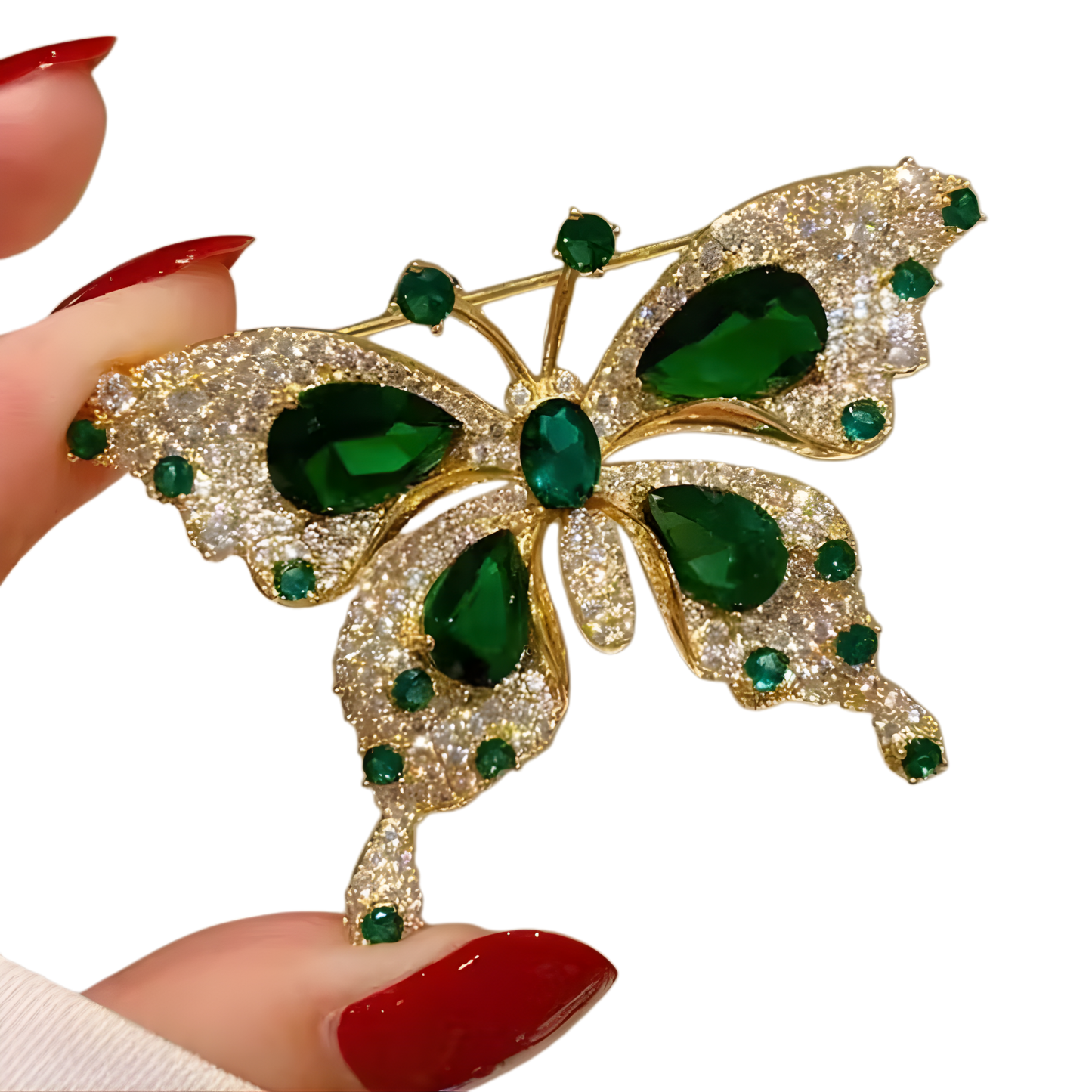 Kinky Pleasure – KPB093 – Metal Pin – Butterfly with Green Gems