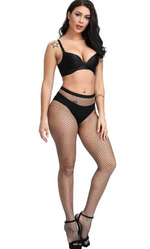 12 x 2 Pack = 24 Pcs Fashion Fishnet Stockings – Large Raster & Medium Raster Black