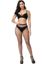 12 x 2 Pack = 24 Pcs Fashion Fishnet Stockings – Large Raster & Medium Raster Black