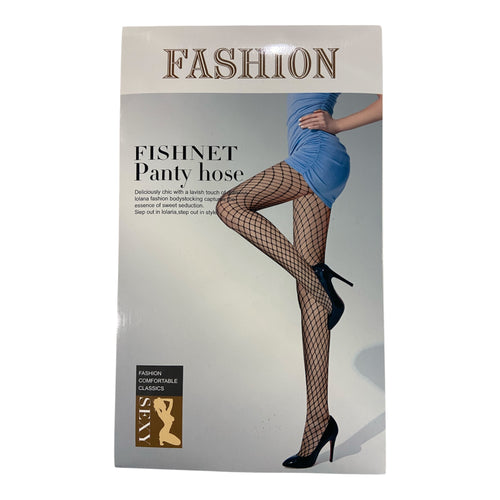 12 x 2 Pack = 24 Pcs Fashion Fishnet Stockings – Large Raster & Medium Raster Black