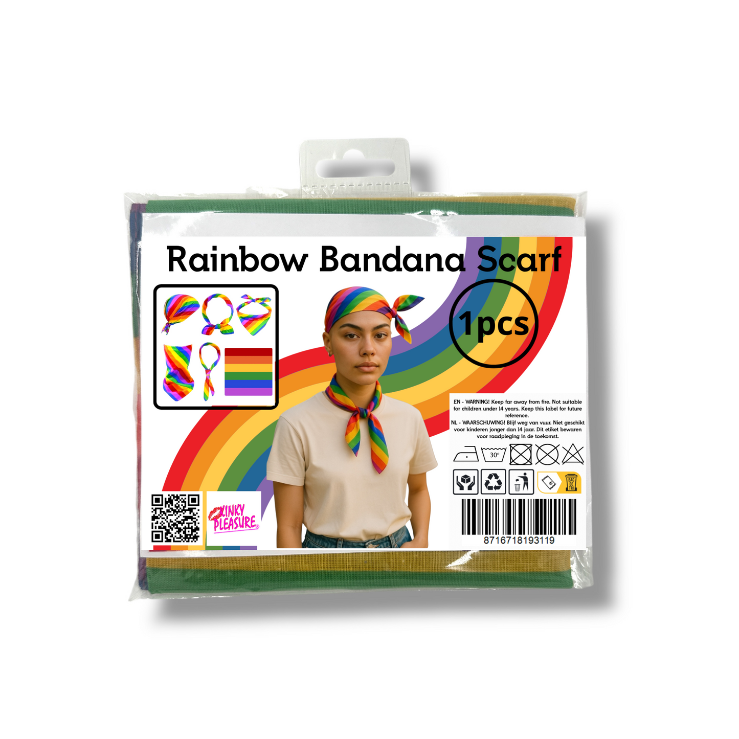 Kinky Pleasure - KPP018 - Pride – Rainbow Bandana Scarf – Multifunctional Model 02