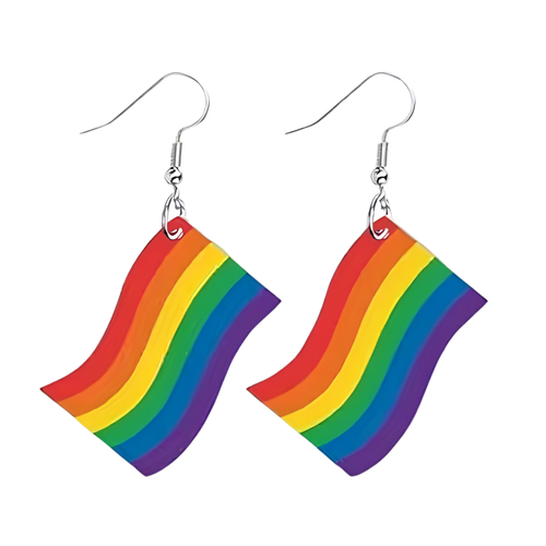 Kinky Pleasure - KPE005 - Rainbow Flag Earrings – Pride Theme Acrylic Design