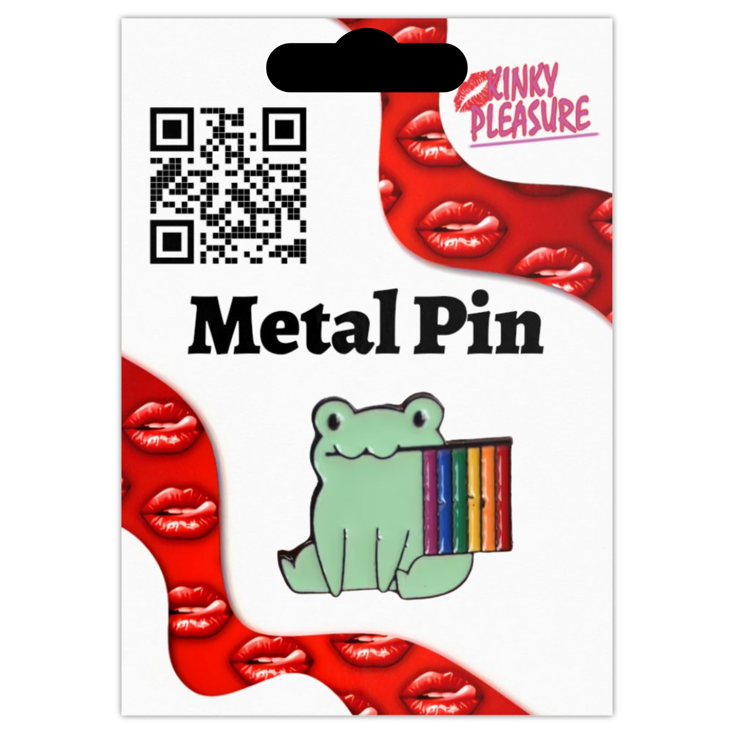 Kinky Pleasure – KPB095 – Metal Pin – Frog with Rainbow Flag