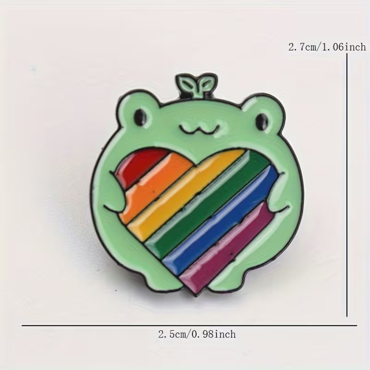 Kinky Pleasure – KPB096 – Metal Pin – Frog Hugging Rainbow Heart