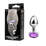 Power Escorts - BR137 - Metallic Anal Plug With Stone - 3 Sizes - 7 Colours
