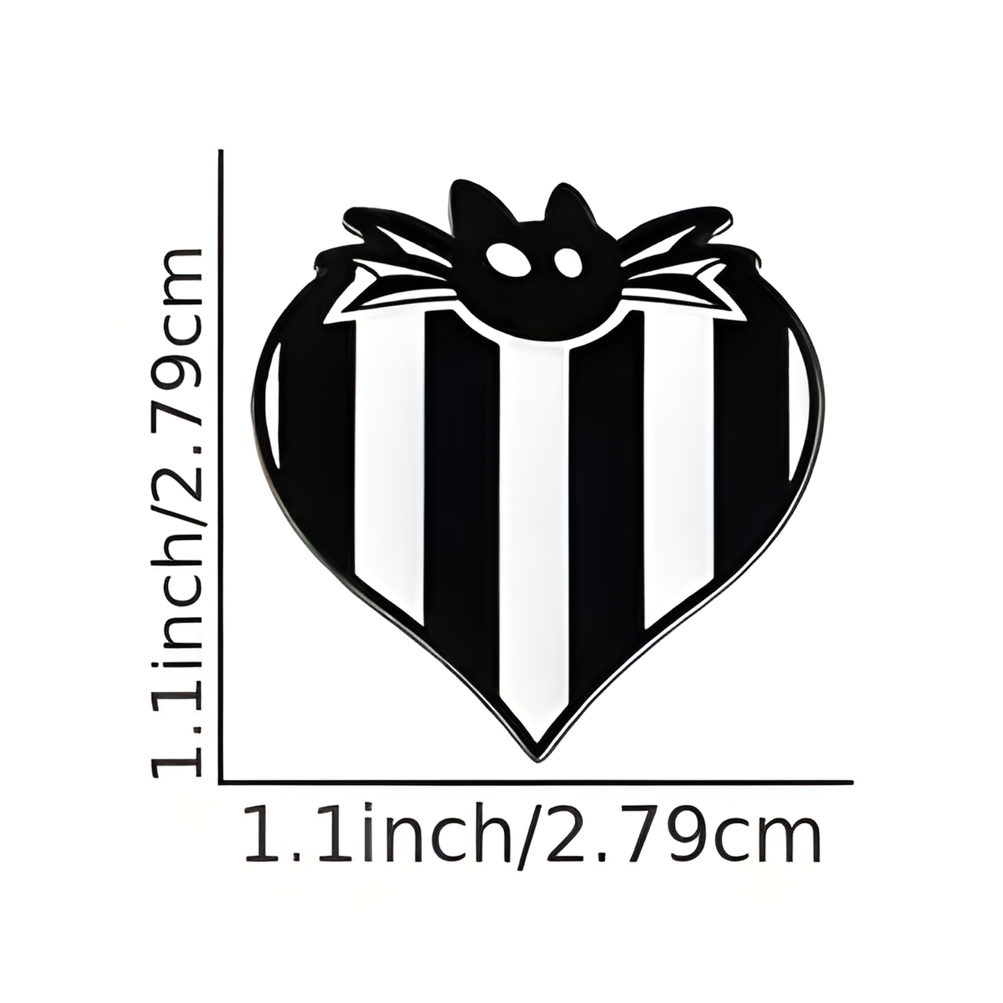 Kinky Pleasure – KPB083 –  Metal Pin -  Striped Bat Heart - Gothic Black & White Design