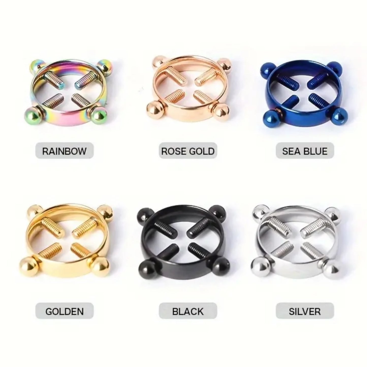 Kinky Pleasure  - NC07- Double Trouble  - Kinky Clamps - 7 Colours - Heavy version - Nipple clamps - Stylish Colourbox