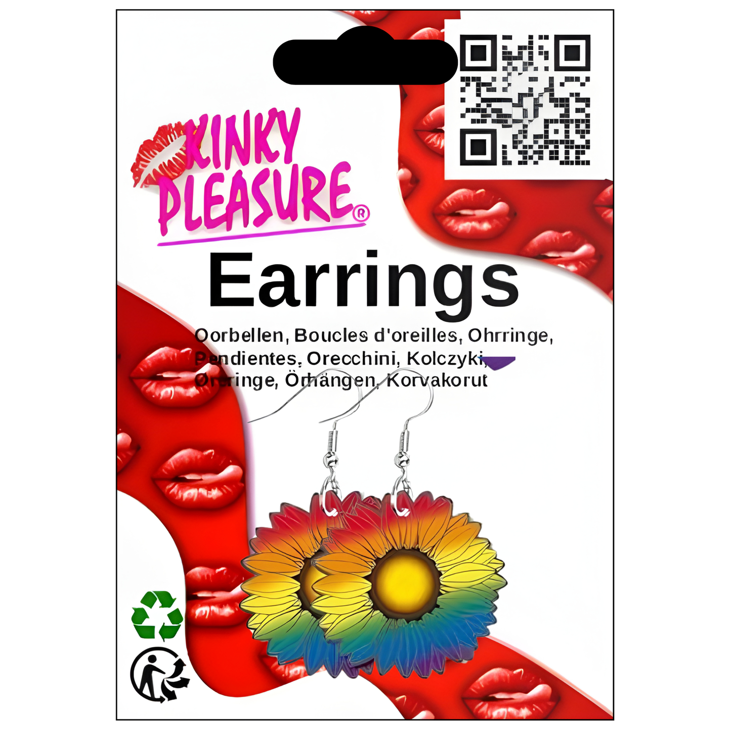 Kinky Pleasure - KPE007 - Rainbow Flower Earrings – Pride Theme Acrylic Design