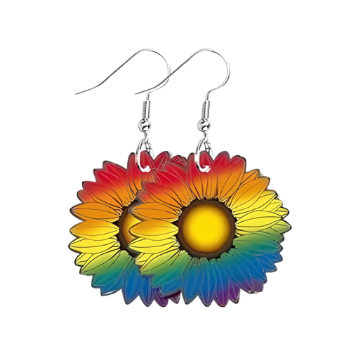 Kinky Pleasure - KPE007 - Rainbow Flower Earrings – Pride Theme Acrylic Design