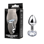 Power Escorts - BR137 - Metallic Anal Plug With Stone - 3 Sizes - 7 Colours