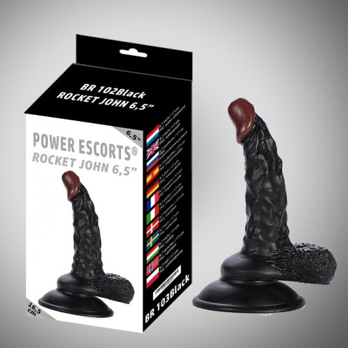 Power Escorts - BR102 - Rocket John 6,5'' - Realistic Dildo - 6,5 Inch / 16,5 CM - Black