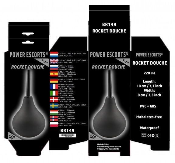 Power Escorts - BR149 - Rocket Douche - Anal Douche - 220 ML - Black