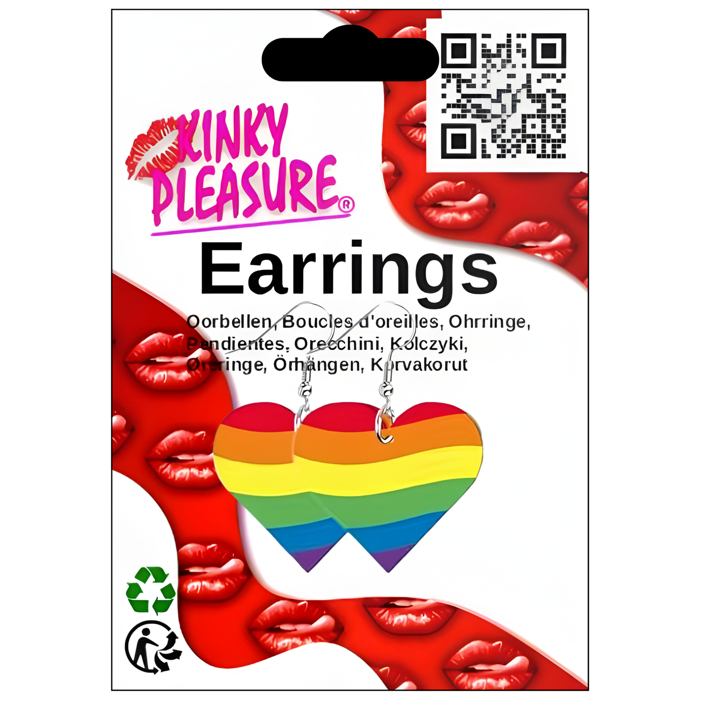 Kinky Pleasure - KPE008 - Rainbow Heart Earrings – Pride Theme Acrylic Design