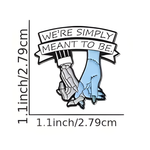 Kinky Pleasure – KPB087 – Metal Pin - Simply Meant To Be – Skeleton & Stitched Hand with Banner