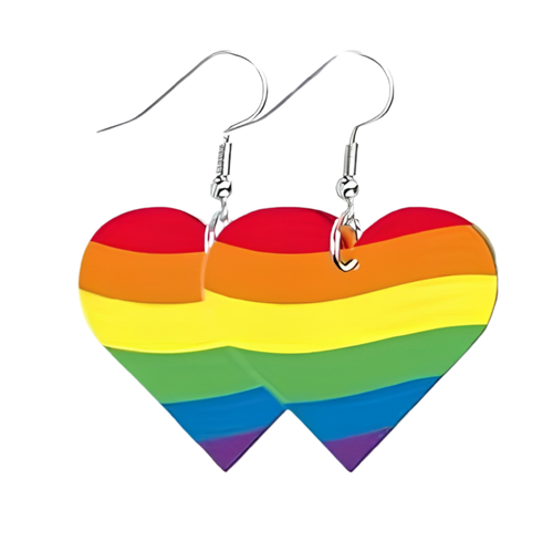 Kinky Pleasure - KPE008 - Rainbow Heart Earrings – Pride Theme Acrylic Design
