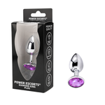 Power Escorts - BR137 - Metallic Anal Plug With Stone - 3 Sizes - 7 Colours