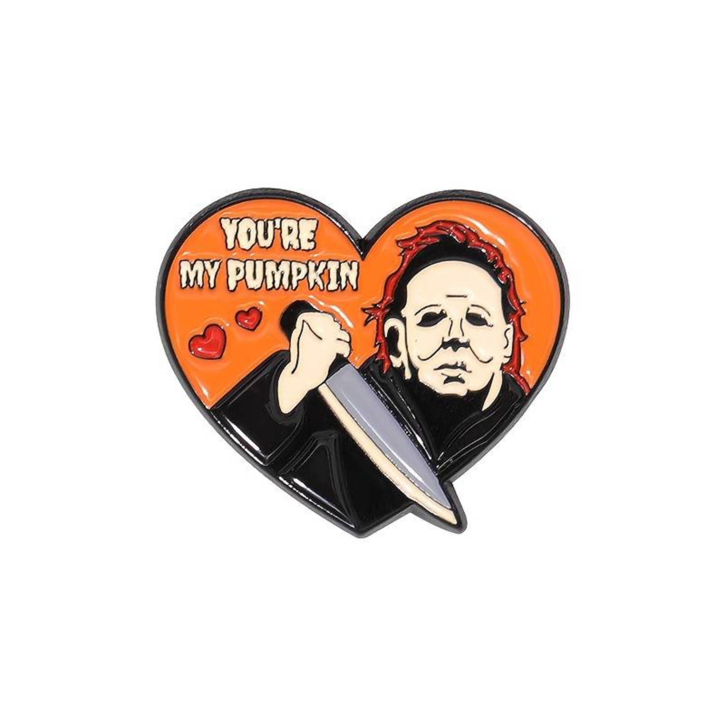 Kinky Pleasure – KPB090 – Metal Pin - You're My Pumpkin - Slasher Love in Orange & Black