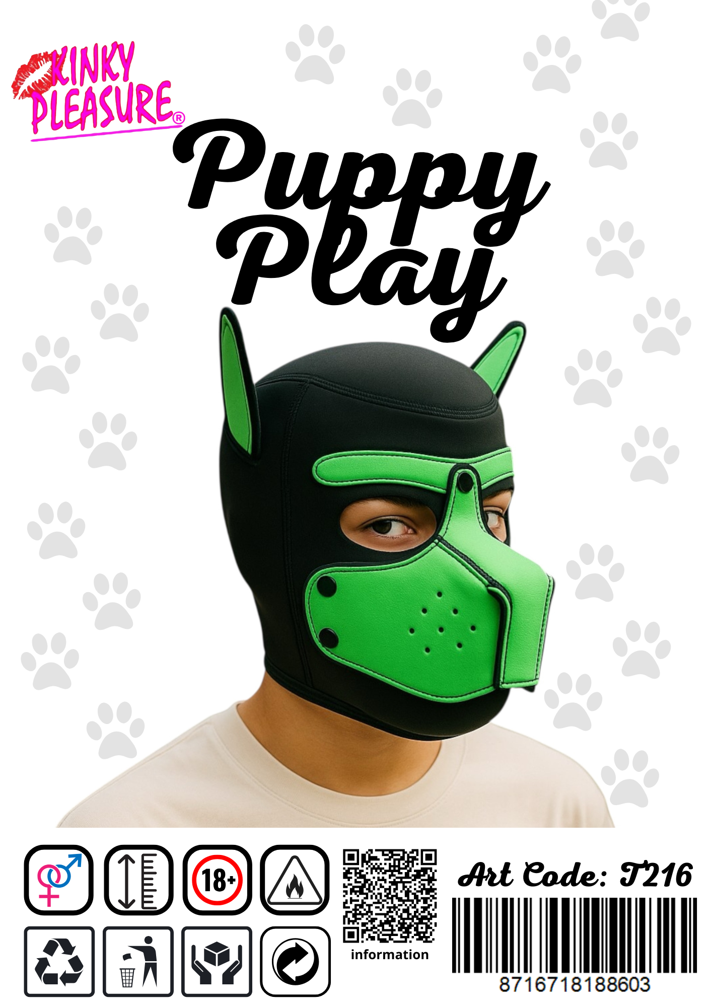 Kinky Pleasure - T216 - BDSM - Dog Mask - Green