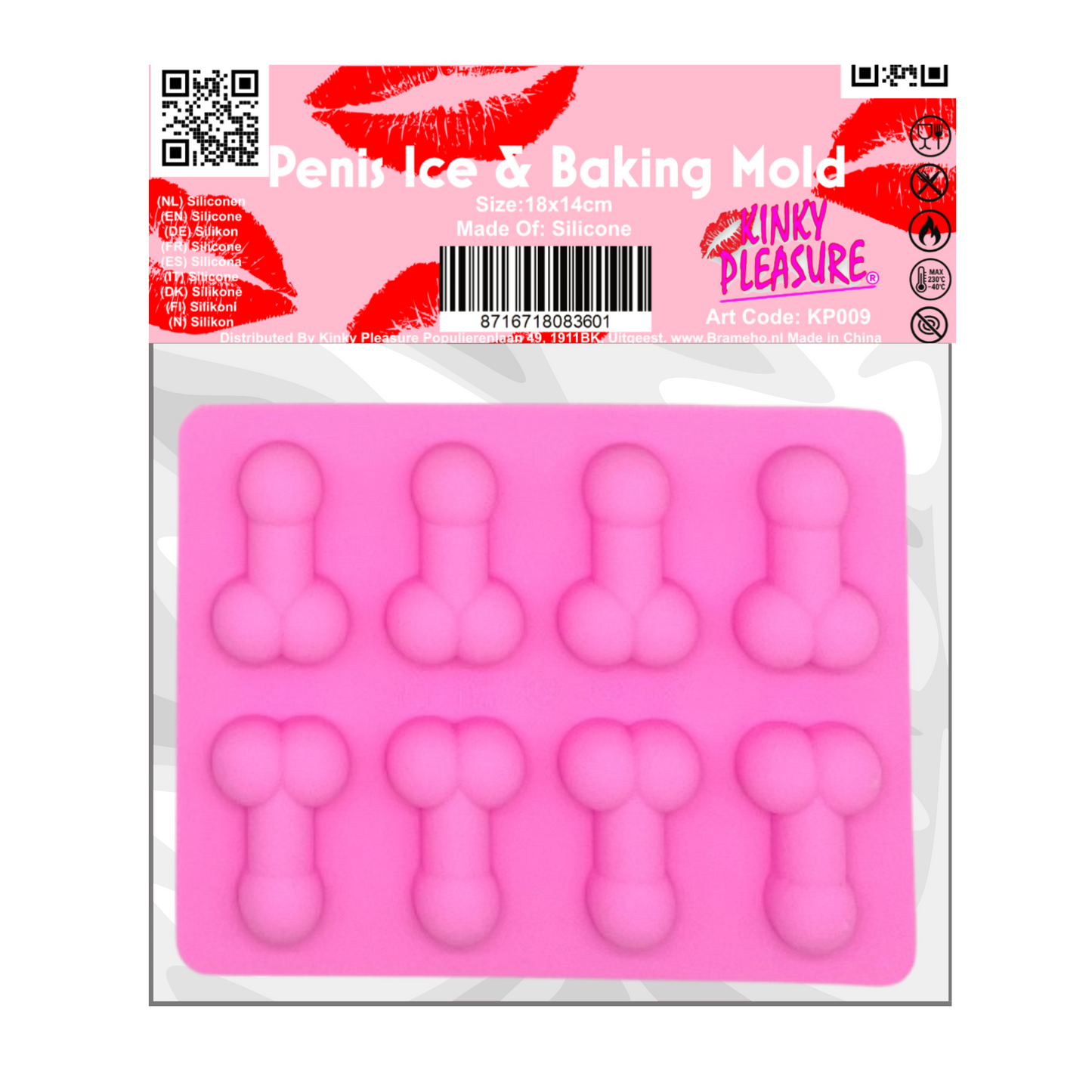 Kinky Pleasure - KP009 - Penis Baking/Ice Mold – 5 Colour Pack – Silicone – 18x14 cm