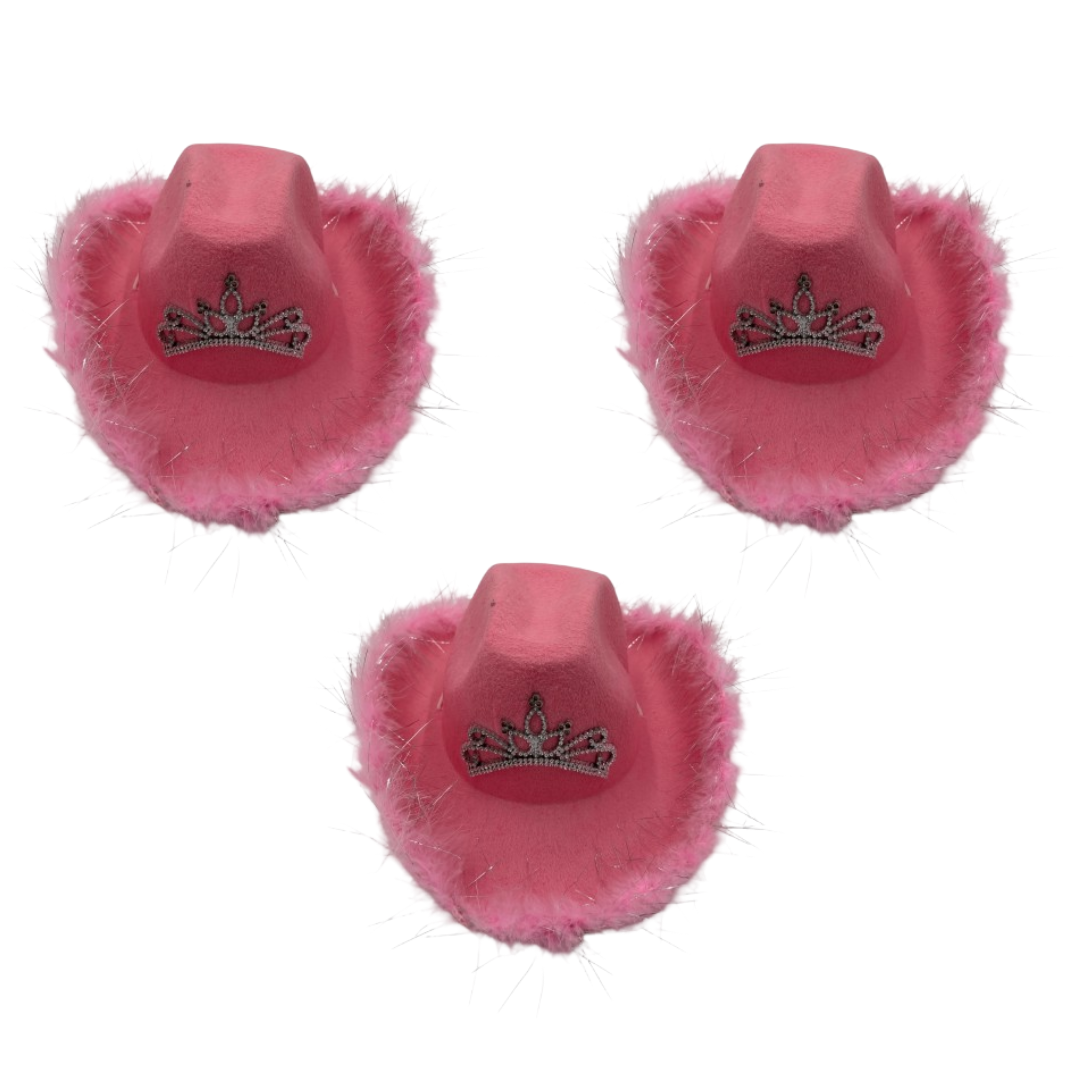 3 pack - Pink Cowboy Hats