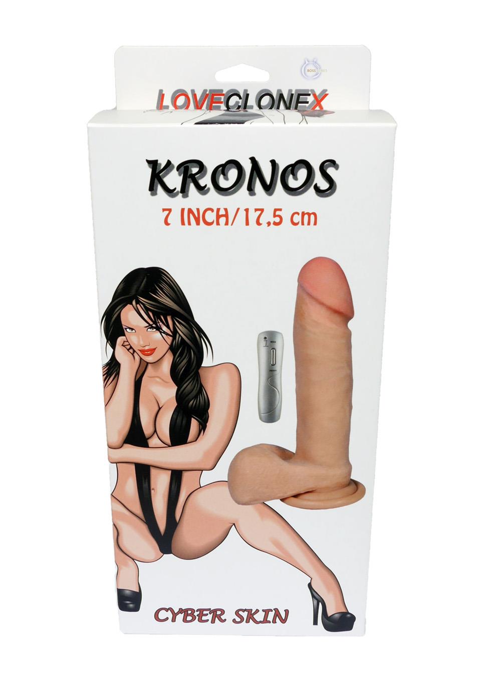 Bossoftoys - 21-00003 - Kronos - Loveclonex - Ultra Realistic Vibrator - Cyber skin feels like real - Better then Silicone - 5-7 cm thick - Suction Cup - Wired Remote - Flesh - 7 inch / 17,5 cm