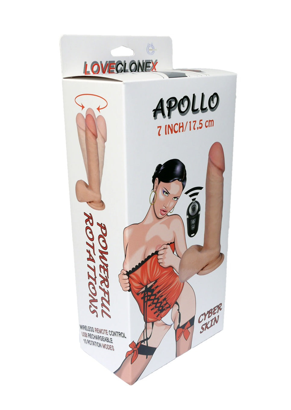 Bossoftoys - 21-00005 - Apollo - Loveclonex - Ultra Realistic Vibrator - Cyber skin feels like real - Better then Silicone - 5-7 cm thick - Suction Cup - Wireless Remote - Rechargeable - Flesh - 7 inch / 17.5 cm