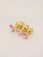 Power Escorts - BR210 Pink - Diamond King Gold Anal Plug Starter 3-Pack Pink Stone