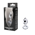 Power Escorts - BR137 - Metallic Anal Plug With Stone - 3 Sizes - 7 Colours