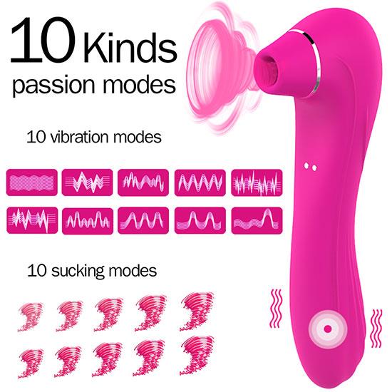 Bossoftoys- 22-00013 - Air Pressure Vibrator - Waterproof - Air Sucker - Oral Sucker -Big Size - Clitoral Stimulator/Massager - Stylish - 10 Modes - Rechargeable - Pink