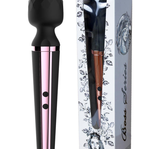 Boysoftoys - 22-00018 - Genius Luxury Wand massager - 10 Function - 31,5 cm- Black with rose gold - Rechargeable - Colour window box