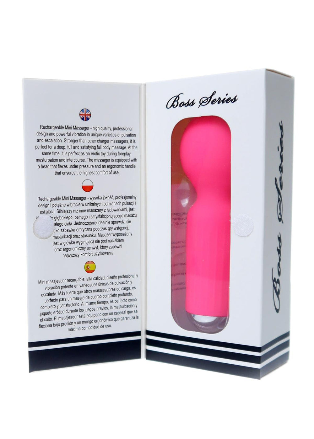 Boysoftoys - 22-00039 - Mini Massager vibrator - 20 Functions - Silicone - 11 cm -  dia 3,7 cm - Rechargeable - attractive Colour windowbox - Pink