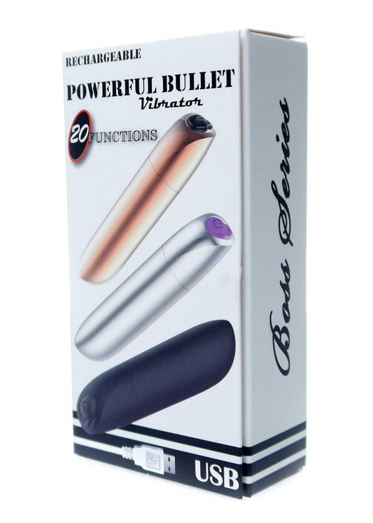 Boysoftoys - 22-00046 - Powerful Bullet Vibrator - USB rechargeable - 20 Functions - shiny Black