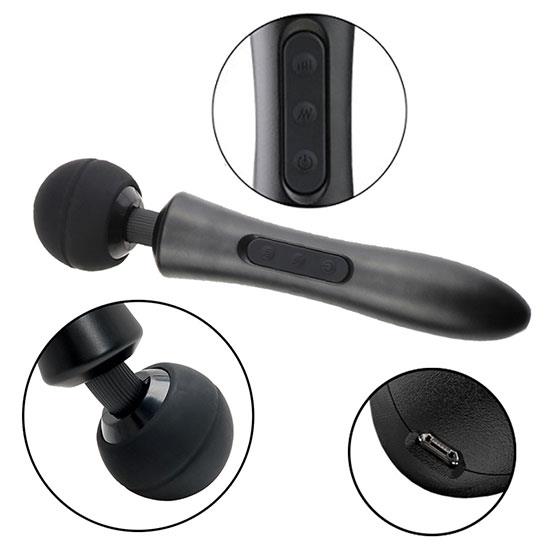 Bossoftoys Ultra Big size Wand massager - Enormous Size - 35 cm - Head size 7,7 cm - Black - Rechargeable - 22-00010