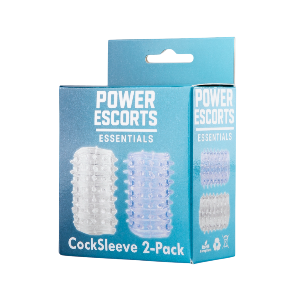 Power Escorts - BR338 - Textured Penis Sleeves – 2-Pack Clear Blue