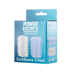 Power Escorts - BR338 - Textured Penis Sleeves – 2-Pack Clear Blue