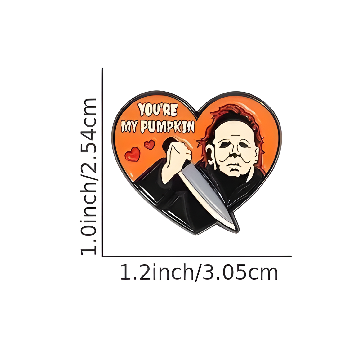 Kinky Pleasure – KPB090 – Metal Pin - You're My Pumpkin - Slasher Love in Orange & Black