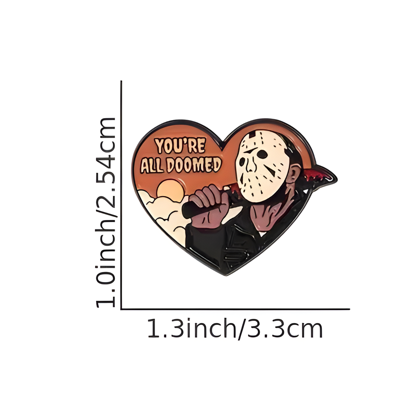 Kinky Pleasure – KPB092 – Metal Pin - You're All Doomed – Slasher Sunset Heart