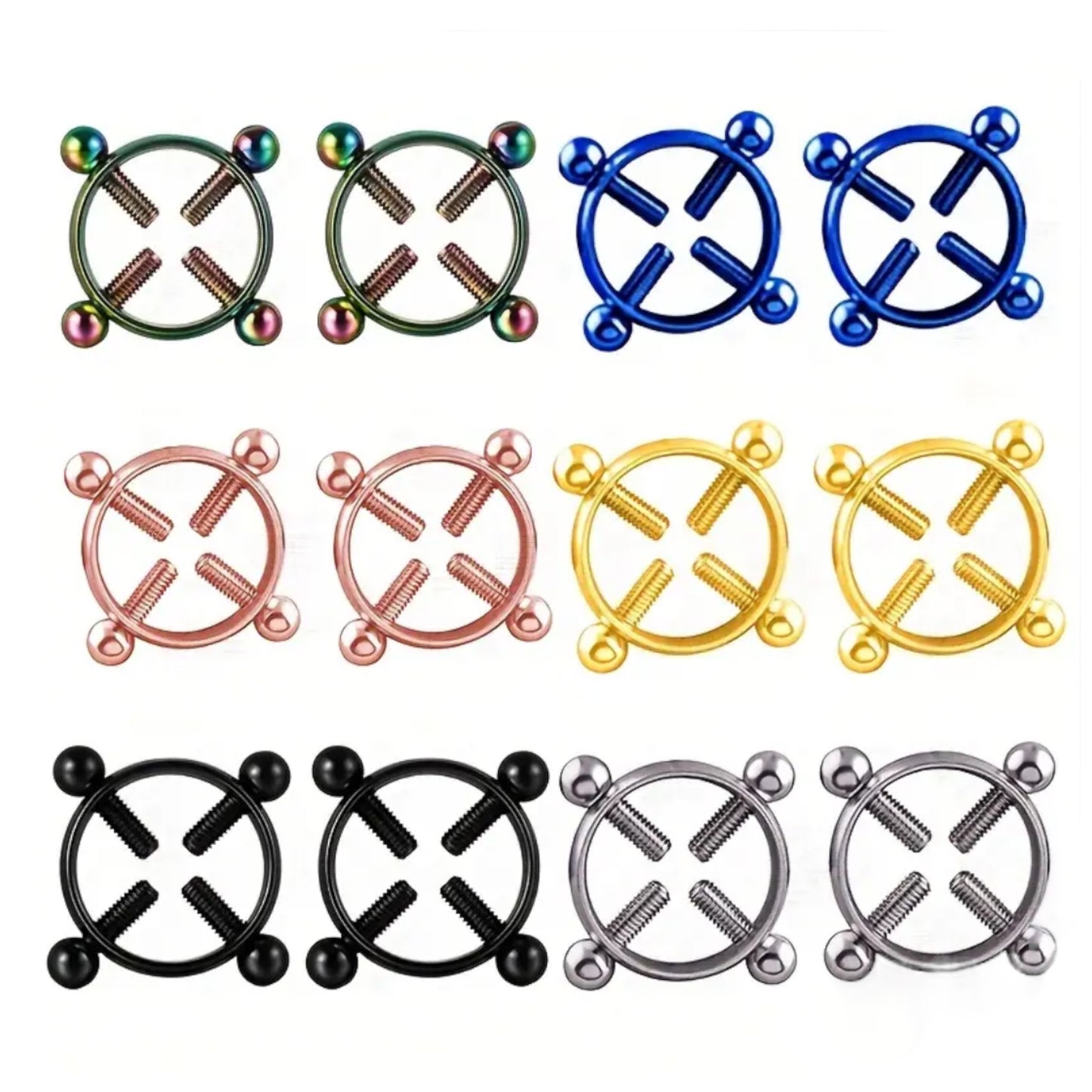 Kinky Pleasure  - NC07- Double Trouble  - Kinky Clamps - 7 Colours - Heavy version - Nipple clamps - Stylish Colourbox